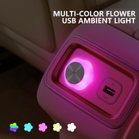 Nueva Luz Ambiental para Auto Z6 con Diseño de Flor, Lámpara LED Mini Portátil USB, Accesorios Interiores Inalámbricos Plug and Play