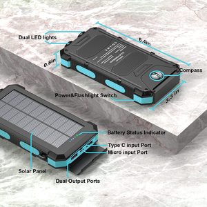 2025 <span class=keywords><strong>chargeur</strong></span> haute capacité 20000mah étanche banque d'énergie solaire Powerbank Mobile banques d'énergie solaire pour téléphone portable - Product Image 4