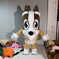 Costume de mascotte gonflable en peluche de chien de dessin animé, tenue de personnage chiot marron et blanc, pour défilé, carnaval, spectacle événementiel