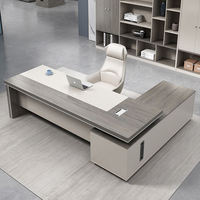 Bureau de direction en L de luxe pour PDG, poste de travail informatique, mobilier de bureau, design de table pour salle