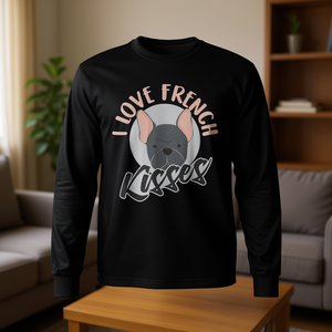 T-shirt à manches longues I Love French Kisses French Bulldog - Product Image 3