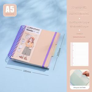 Cuaderno al por mayor A5 cuadernos horizontales de rejilla de bobina grande para estudiantes 120 hojas de Bloc de notas colorido PP cuaderno espiral desgarrable - Product Image 5