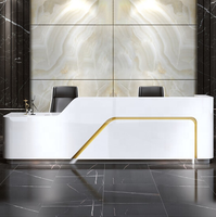 Commercial acrylique solide surface réception en forme de l blanc top design classique réception service desk