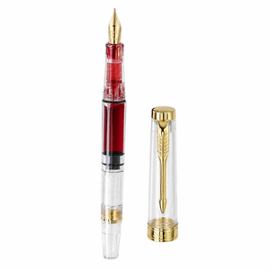 Penna Stilografica Rossa Professionale per Insegnanti, Penna per Correzione Compiti con Pennino Fine, Penna Calligrafica Personalizzabile, Regalo Ricaricabile con Inchiostro Rosso - Product Image 1