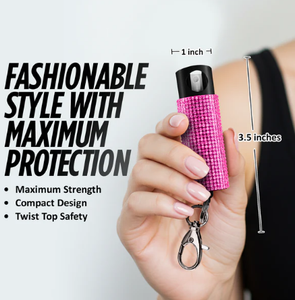 Porte-clés de défense personnelle professionnel en forme de diamant, rose, avec étui de transport, kit de défense avec strass, lampe torche, piles AAA, chaud - Product Image 2