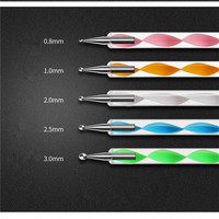 Ensemble de 5 stylos à pointe pointillée en acrylique à double tête avec logo personnalisé pour Nail Art Outils de peinture pour ongles