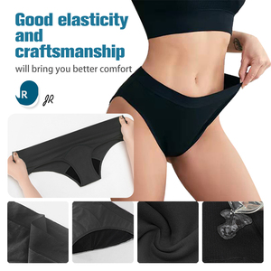 Slip in maglia a vita media tinta unita per ragazze adolescenti, taglio alto, in Spandex/Cotone, 4 strati, anti-perdita, assorbente, ad asciugatura rapida, per gamba sinistra - Product Image 2