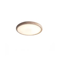 Luminaire LED moderne de salon de forme ronde en pierre de travertin naturel beige, anneau fin, surface en travertin, montage mural, personnalisable