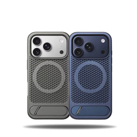 Coque de protection en métal à grille alvéolée pour iPhone 18 17 Pro Max Air 16 15 avec support de refroidissement et dissipation thermique pour chargement sans fil