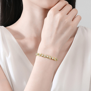 LUOTEEMI уникальный роскошный модный круглый и квадратный инкрустированный 3 А браслет с кубическим цирконием Регулируемый Женский браслет для вечеринки - Product Image 3