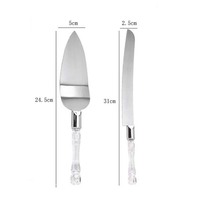 Couteau à pizza, à pain et à gâteau en acier inoxydable, spatule de service, coupe-pain, pelle à pâtisserie avec manche en plastique cristallin