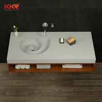 Lavabo en céramique avec meuble de conception artistique, lavabo personnalisé unique avec unité de lavabo de surface solide, fabricant