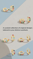 2026 Orijinal Tasarım Gökkuşağı Renkli Zirkon Halka Küpeler Kadınlar 18 Ayar Altın Kaplama Pirinç Baget Kalp Huggie Trendy Toptan