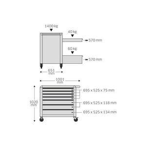 STAHLWILLE-Chariot porte-outils 81200169 avec 7 tiroirs, anthracite - EAN 4018754334490 ROLLING WORKSHOPS ROLLER CABINETS - Product Image 3
