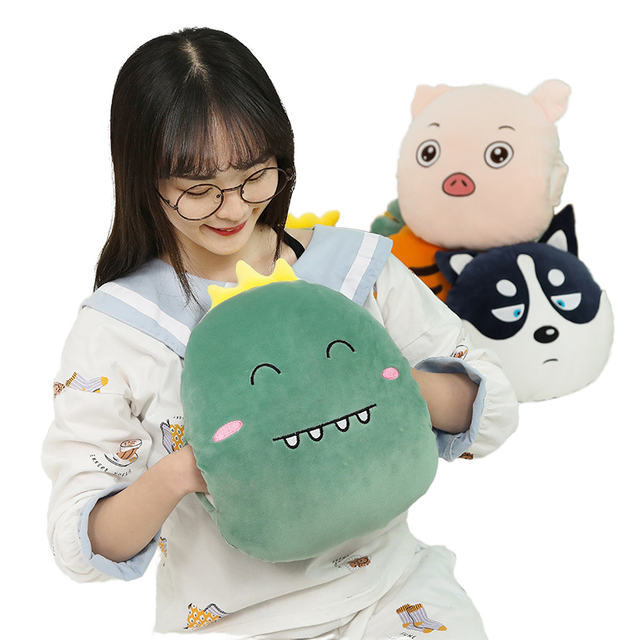 Super Soft Plush USB-Charged Hand Warming Pillow with Stress Relief Function Dinosaur-Themed for Unisex Winter Use