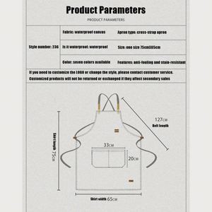 Delantales con Logotipo Personalizado en Oferta, Delantales de Lona Impermeables y Resistentes al Aceite para Restaurante, Cocina, Uniformes de Moda, Delantales de Jardín - Product Image 4