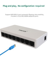 Conmutador de red Gigabit de 8 puertos 10/100/1000Mbps Mini conmutador Ethernet Rápido 100 metros Ethernet RJ45 LAN interruptores OEM o TiNCAM