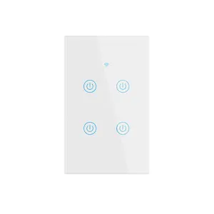 US Switch 220V Wall Touch Control Glass Panel Light Switch Touch Screen Interruptor Wifi Inteligente Wall Smart Switch