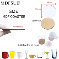 CARB P2 EN71 Zertifizierter Runder 95mm Sublimations-Untersetzer aus MDF mit Korkrückseite, Individuelles Logo, Hitzepress-Tassenuntersetzer MDFSUB