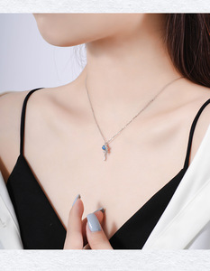 S925 เงินสเตอร์ลิงจี้โอปอลสีฟ้ารูปดาวสวรรค์สร้อยคอสำหรับผู้หญิงอินเทรนด์เครื่องประดับสวยงามสวมใส่ทุกวันของขวัญวันเกิด - Product Image 2