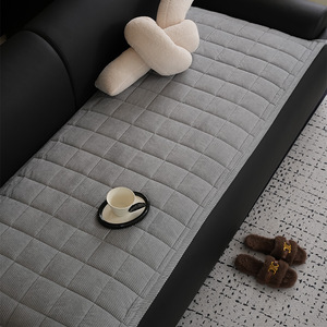 Corduroy <b>Sofa</b> Cushion Pad 145-185Cm Thickened Non-Slip All Seasons <b>Sofa</b> <b>Cover</b> Fabric Grid Pattern Machine Washable - Product Image 1