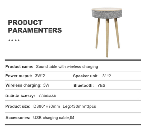 Bohème — Table basse intelligente, appareil ménager, forme <span class=keywords><strong>ronde</strong></span>, avec haut-parleur et chargeur de téléphone, sans fil - Product Image 6