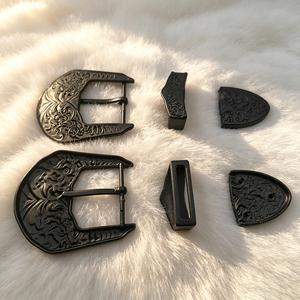 Venta de Accesorios Metálicos Personalizados de Fábrica: Juego de 3 Hebillas de Cinturón Estilo Western de 30mm con Conchos para Cuero - Product Image 6
