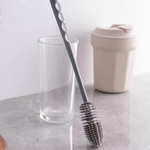 Cepillo de silicona para tazas con mango largo, cepillo de limpieza multifuncional para lavar tazas, manchas de té y vasos de agua; venta al por mayor - Product Image 2