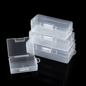 Caja de herramientas de plástico transparente, caja de almacenamiento rectangular con tapa, organizador de escritorio de 18,1 x 8,8 x 4,6 cm para papelería - Product Image 6