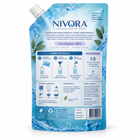 Sachet de recharge imprimé sur mesure de 1L pour nettoyant de douche, avec bec verseur, fermeture éclair refermable, pour l'élimination du calcaire