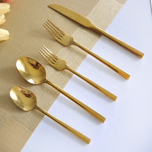 cubiertos de acero inoxidable mango redondo de plata de oro conjunto de cubiertos para decoración de la boda - Product Image 6