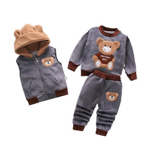 Wholesale <strong>Winter</strong> Padded Children <strong>Clothes</strong> 3 Pcs Cartoon Warm Vest Hooded Jacket <strong>Clothes</strong> Set <strong>Kids</strong> <strong>Clothes</strong> Set - Product Image 1