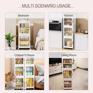 Récipient en plastique pliable, blanc moderne, pour <span class=keywords><strong>rangement</strong></span> mobile, armoire à chaussures étroite, organisateur de placard avec 4 roues en caoutchouc - Product Image 6