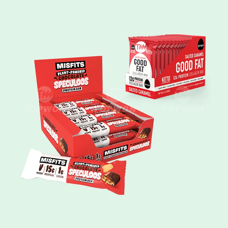 Fabriek Groothandel Energie Food Bars Verpakking Proteïne Bars Verpakking Display Doos Snoep Display Dozen