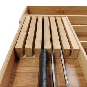 Organisateur de couverts multifonctionnel extensible en bois 2022, <span class=keywords><strong>plateau</strong></span> à couverts en bambou pour tiroir - Product Image 4