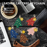 Porte-monnaie en cuir en forme de sapin de Noël pour chat, porte-clés, mini sac durable