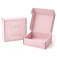 Boîte d'expédition pliable en carton ondulé rose doux, écologique et réutilisable, impression double face personnalisée, vente en gros OEM