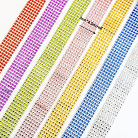 Rubans en maille en gros pour mariages et fêtes, rubans en maille rose et bleu avec strass pour la décoration de gâteaux, rubans en maille cristal
