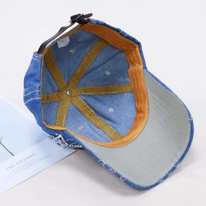 Flower Star Gorra de béisbol Venta al por mayor Gorra de béisbol vaquera con correa de cuero - Product Image 3