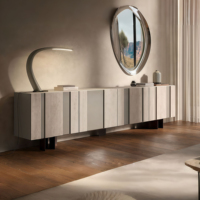 Console extensible de luxe italienne en bois, meuble de rangement moderne pour salle à manger, buffet d'entrée au design panneau pour salon et hôtel