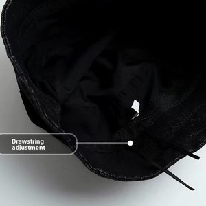 Chapeau Bob Coréen Noir Style Cowboy pour Femme, Tendance Niche, avec Rivets et Croix, Cache-Visage, Petit Bob Pêcheur 100% Coton - Product Image 4