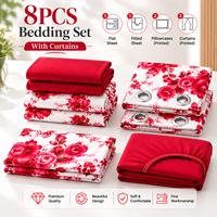 Ensemble de draps de lit de luxe pour lit queen ou king size avec rideaux, taies d'oreiller, 8 pièces, draps de lit en tissu plus épais