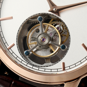 นาฬิกาข้อมือผู้ชาย ระบบออโตเมติก ตัวเรือนสแตนเลสสตีลสีโรสโกลด์ ดีไซน์คลาสสิกระดับไฮเอนด์ หน้าปัดแบบสเกเลตัน พร้อมกลไกตูร์บิญอง เหมาะสำหรับธุรกิจและการใช้งานทั่วไป - Product Image 4