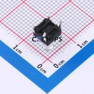 TSA06131-090B332CN Tactile Switch Through hole-4P,6.1x6.1mm Switch Single Pole Single Throw Round Button 1.8N 6.1mm - Product Image 2