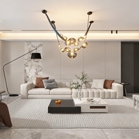 Lampe suspendue LED de luxe, finition noire, éclairage décoratif pour la maison, lustre en verre soufflé à intensité variable pour hôtel, villa