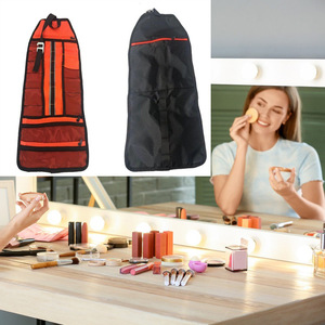 Travel Cosmetic Bag Hanging Rollable <b>Storage</b> Universal For Toiletries Bathroom Home Use Solid Color Rectangle Hook Type - Product Image 1