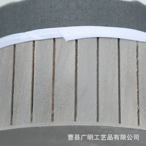 Round Wooden <b>Storage</b> <b>Boxes</b> Set 3Pc <b>Grey</b> Fabric Lined Desktop Organizer Standing Type - Product Image 4