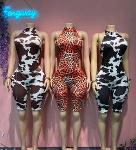 Abbigliamento Estivo da <span class=keywords><strong>Donna</strong></span>, Sexy <span class=keywords><strong>Tuta</strong></span> Aderente con Stampa <span class=keywords><strong>Leopardata</strong></span>, Halter Senza Schienale, Jumpsuit Aderente per Ragazze - Product Image 1