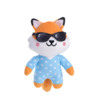 Porte-clés en peluche renard stylé avec lunettes de soleil, poupée en peluche renard de dessin animé en pyjama étoilé, pendentif en peluche pour sac à dos