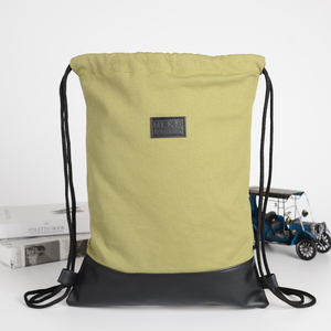 Sac à dos en toile de coton recyclable robuste avec cordon de serrage, sac de sport en toile avec fond en PU et poche intérieure zippée - Product Image 3